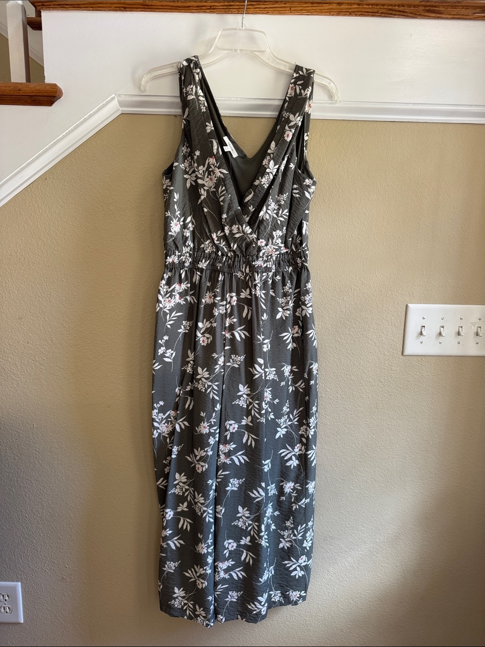 Maurices Gray Floral Sleeveless Jumpsuit